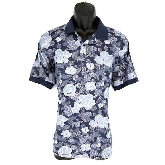 Abercrombie & Fitch Other - Abercrombie & Fitch Blue Floral Short Sleeve Air Knit Polo - Size Medium